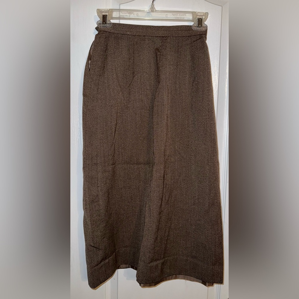 Christian Dior Vintage 100% Wool Brown High-Waisted Lined Pencil Skirt Size 4